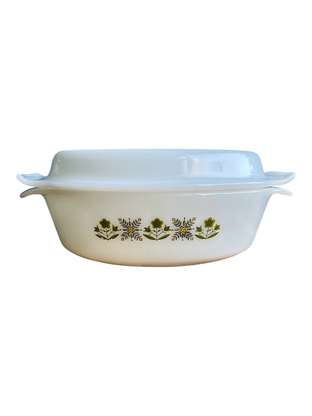 Anchor Hocking Fire King 433 Meadow Green 1.5 Qt Oval Casserole Dish w/ Lid